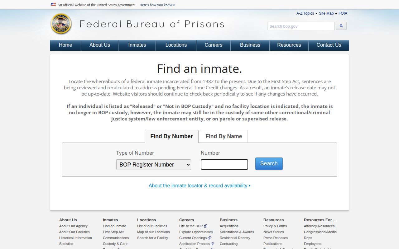 Federal BOP release locator for a Brooks County federal inmate