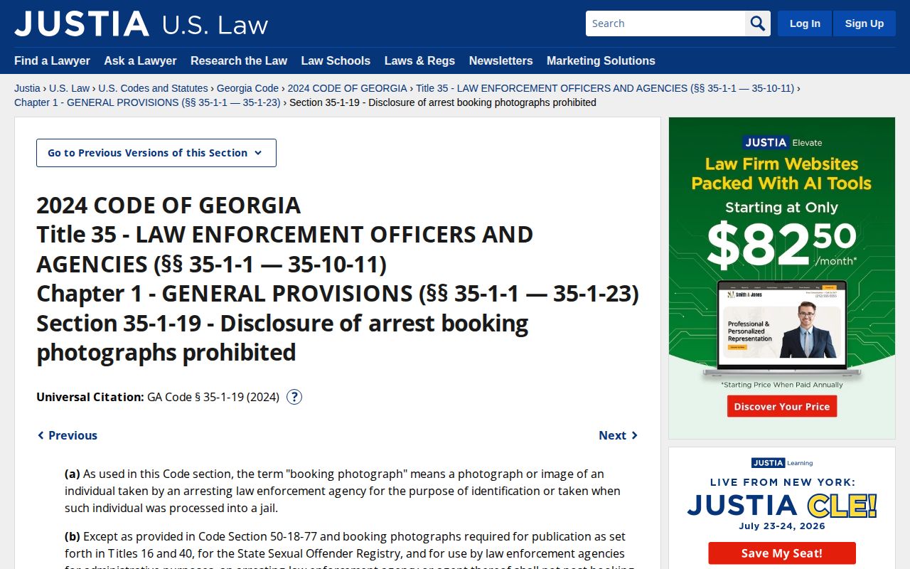 Georgia booking photograph law source for released Brooks County inmate mugshots